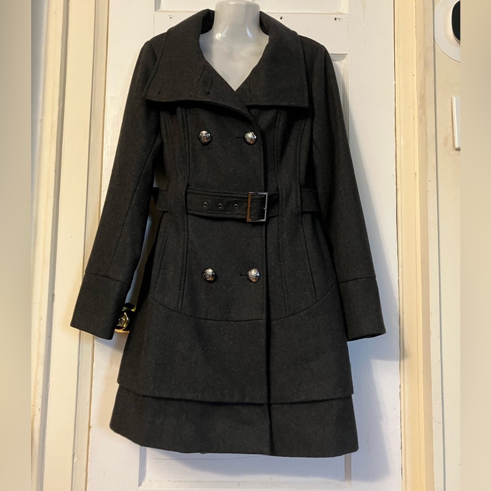 Guess Charcoal Double-Breasted Trench Coat